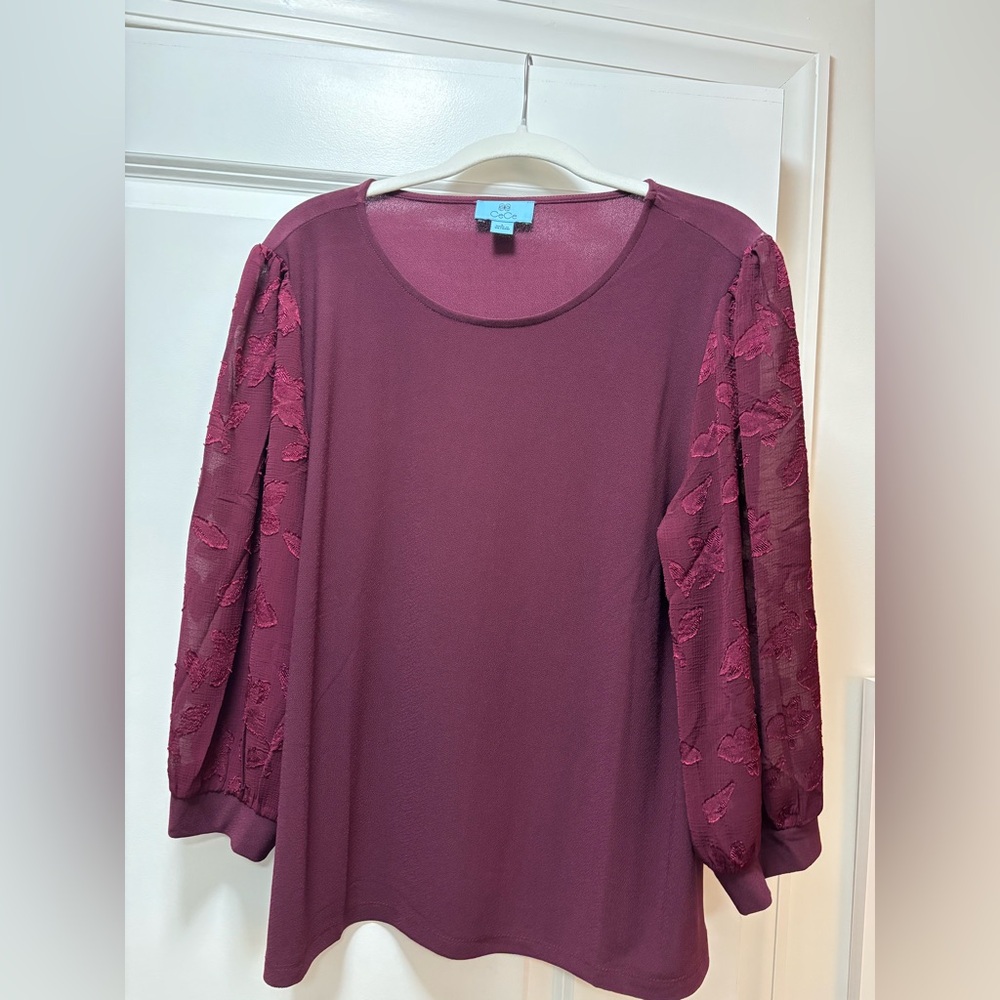 NWOT CeCe Maroon Blouse